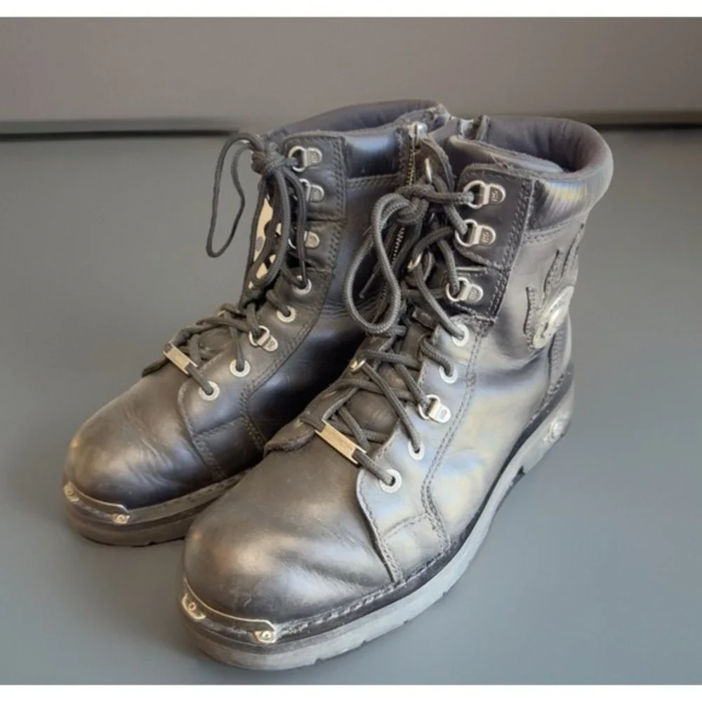 Harley Davidson Men's Diversion Casual Boot Steel Toe Black Leather Boot Size 10